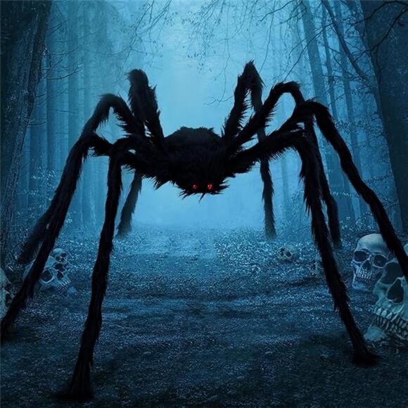 6.5ft Halloween Hairy Spider Outdoor Decor, Scary Giant Spider Fake Large Spider - Picture 8 of 8